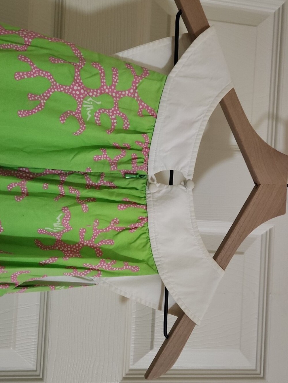 Lilly Pulitzer Lime Green Floral Print Dress with White Collar - Picture 6 of 6